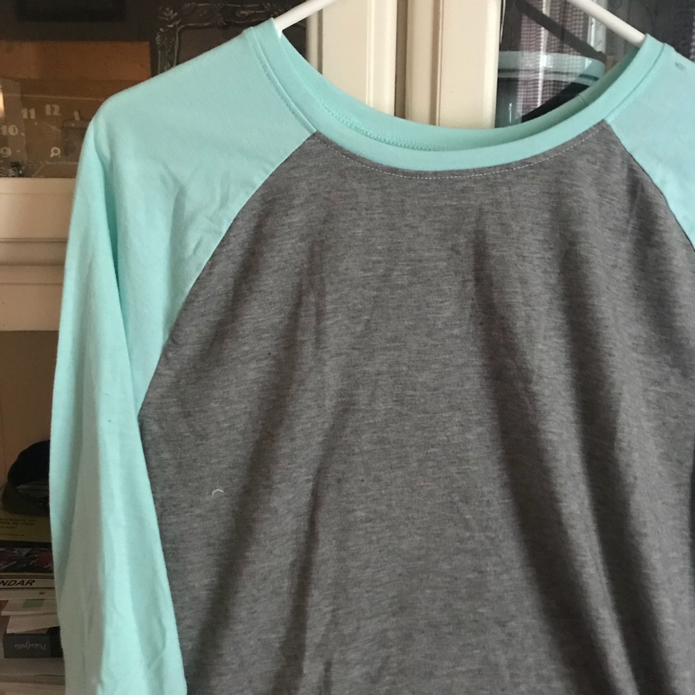 Simple Teal and Grey Long Sleeve Top
